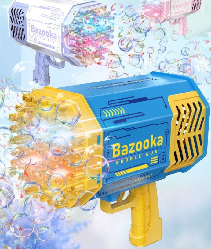 Bubble Gun Rocket 69 Holes Soap Bubbles Machine Gun Shape Automatic Blower With Light Toys For Kids Pomperos - Trendora