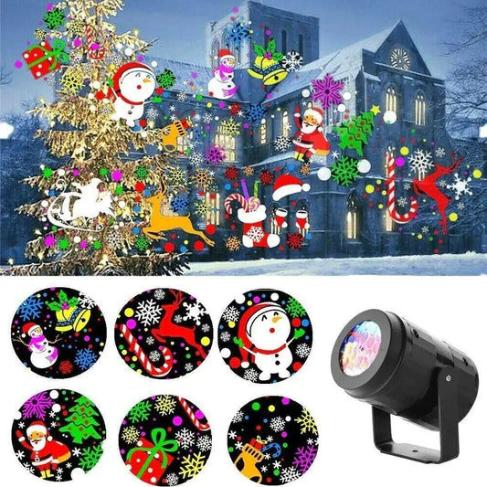 Christmas Party Lights Snowflake Projector Light Led Stage Light Rotating Xmas Pattern Outdoor Holiday Lighting Garden Christmas Decor - Trendora
