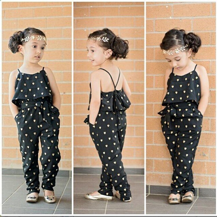 Fashion Summer Kids Girls Clothing Sets Cotton Sleeveless Polka Dot Strap Girls Jumpsuit Clothes Sets Outfits Children Suits - Trendora