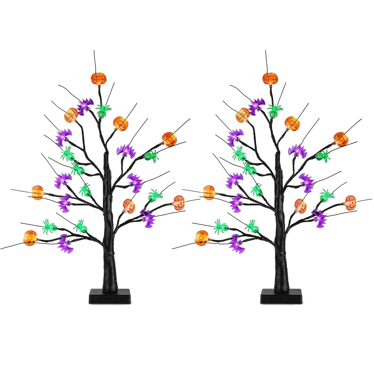 2Pack 1.97FT Lighted Halloween Trees Halloween Indoor Decorations Black Halloween Tree Lights With Timer Adjustable Twigs For Tabletop Party - Trendora
