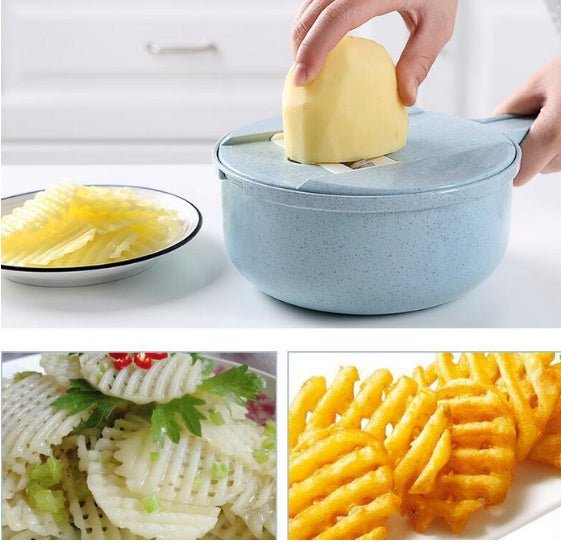 8 In 1 Mandoline Slicer Vegetable Slicer Potato Peeler Carrot Onion Grater With Strainer Vegetable Cutter Kitchen Accessories - Trendora