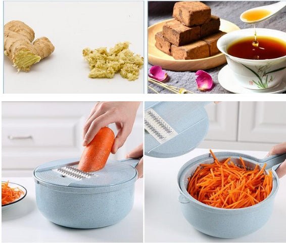 8 In 1 Mandoline Slicer Vegetable Slicer Potato Peeler Carrot Onion Grater With Strainer Vegetable Cutter Kitchen Accessories - Trendora