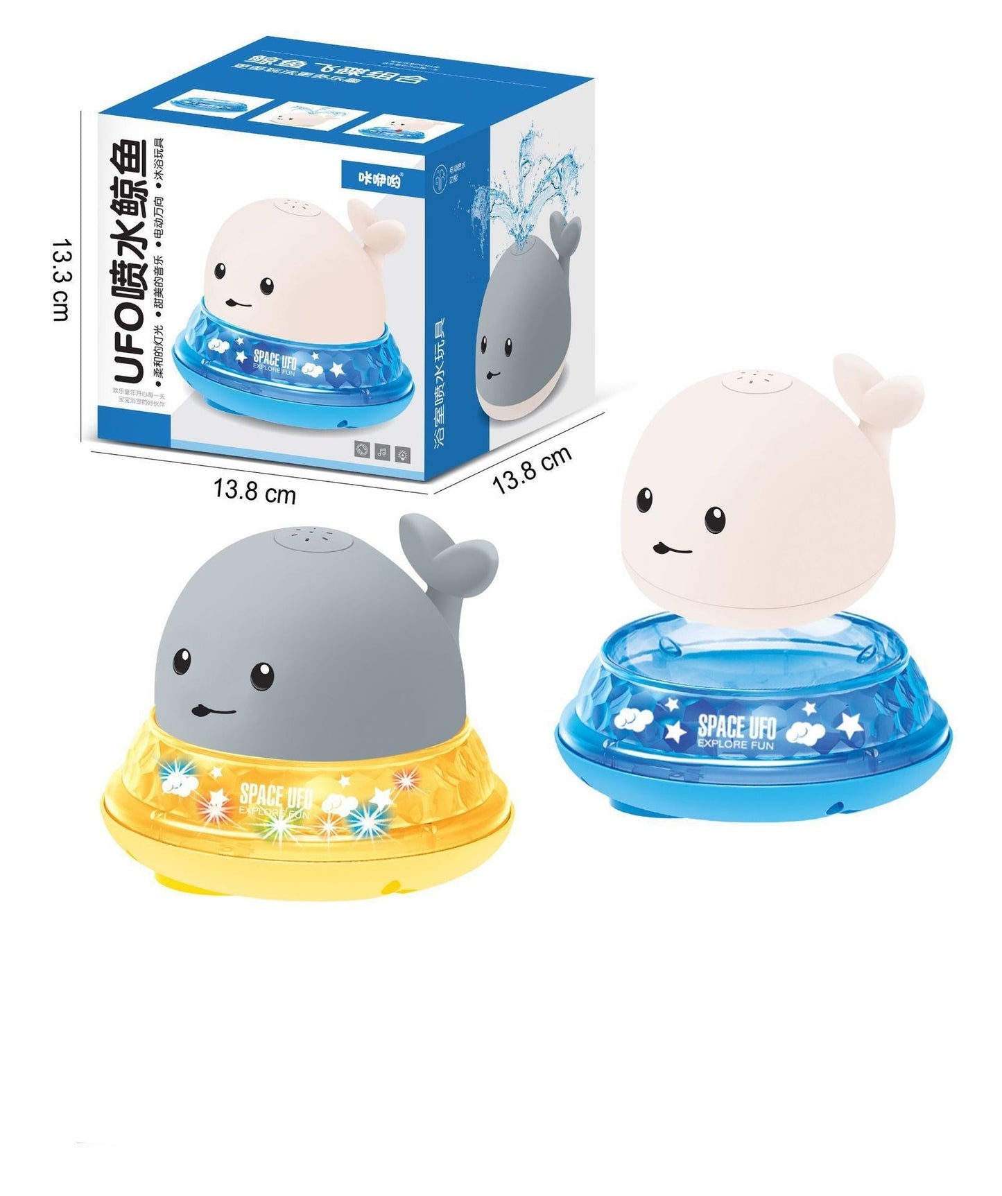 Baby Cute Cartoon Whale Floating Spraying Water Bath Toys With Light Music LED Light Baby Toys - Trendora