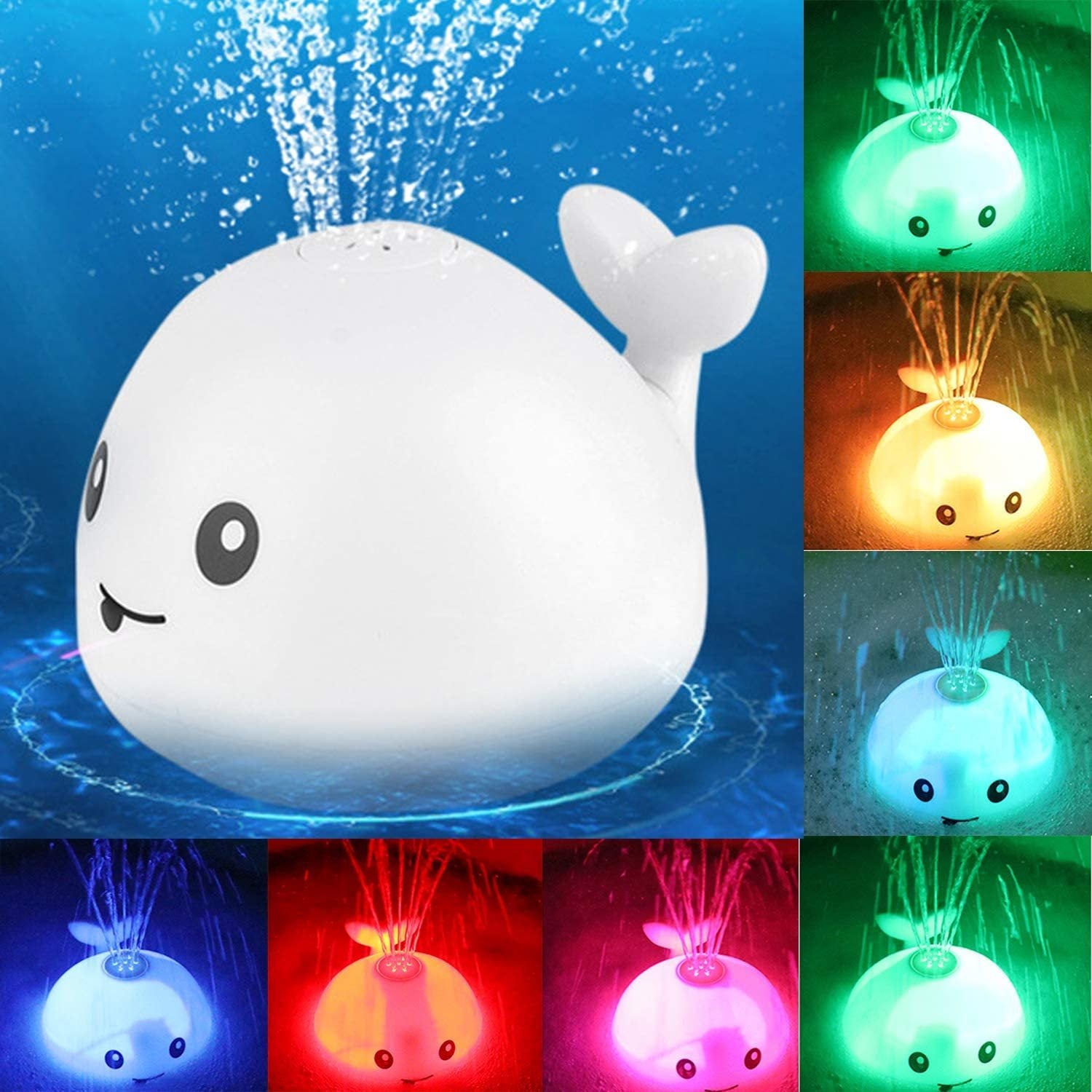 Baby Cute Cartoon Whale Floating Spraying Water Bath Toys With Light Music LED Light Baby Toys - Trendora