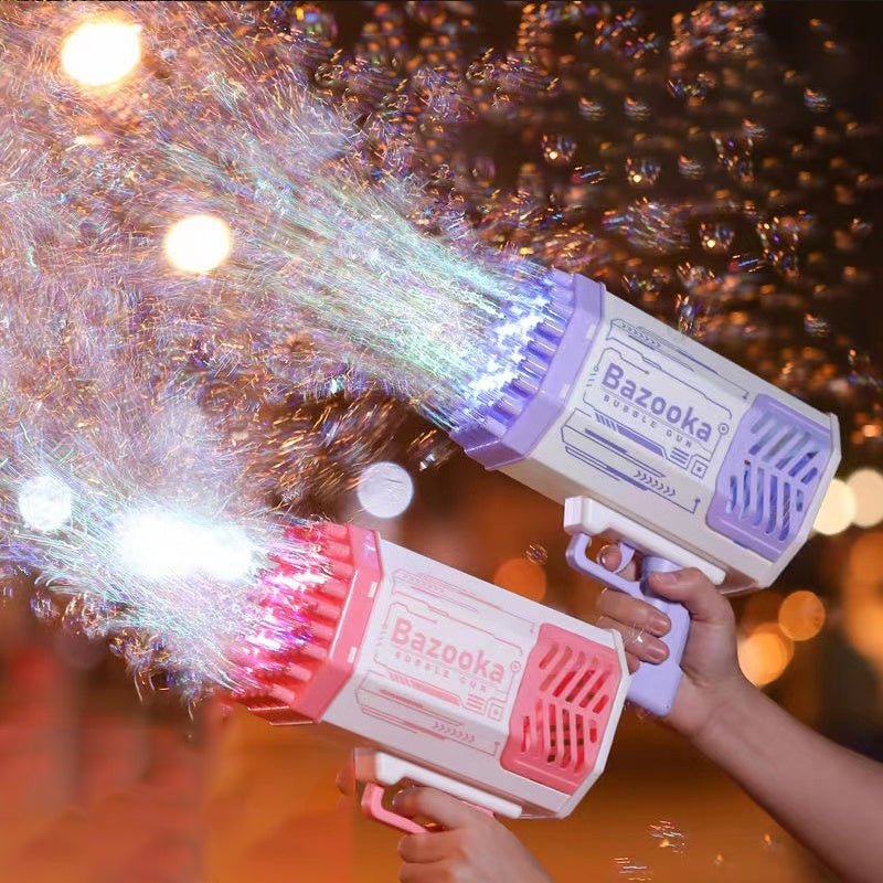 Bubble Gun Rocket 69 Holes Soap Bubbles Machine Gun Shape Automatic Blower With Light Toys For Kids Pomperos - Trendora