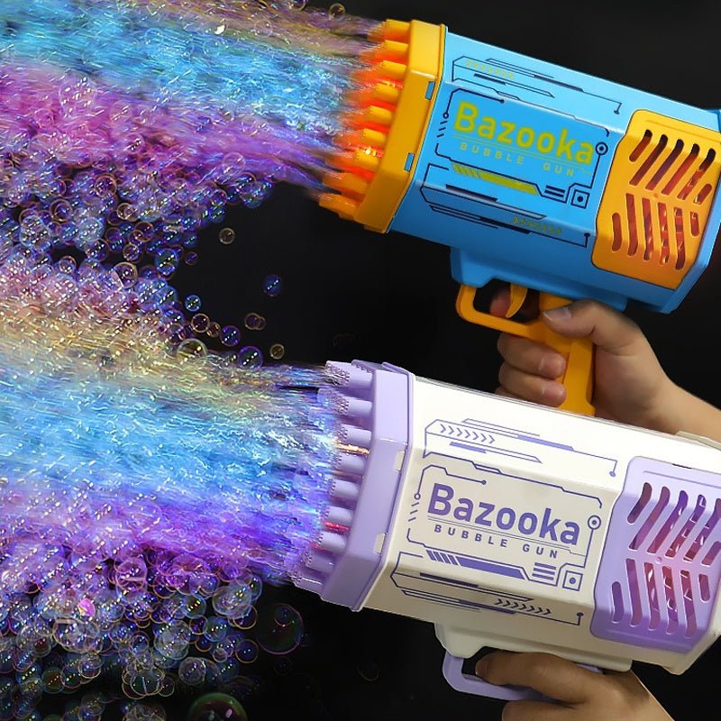 Bubble Gun Rocket 69 Holes Soap Bubbles Machine Gun Shape Automatic Blower With Light Toys For Kids Pomperos - Trendora