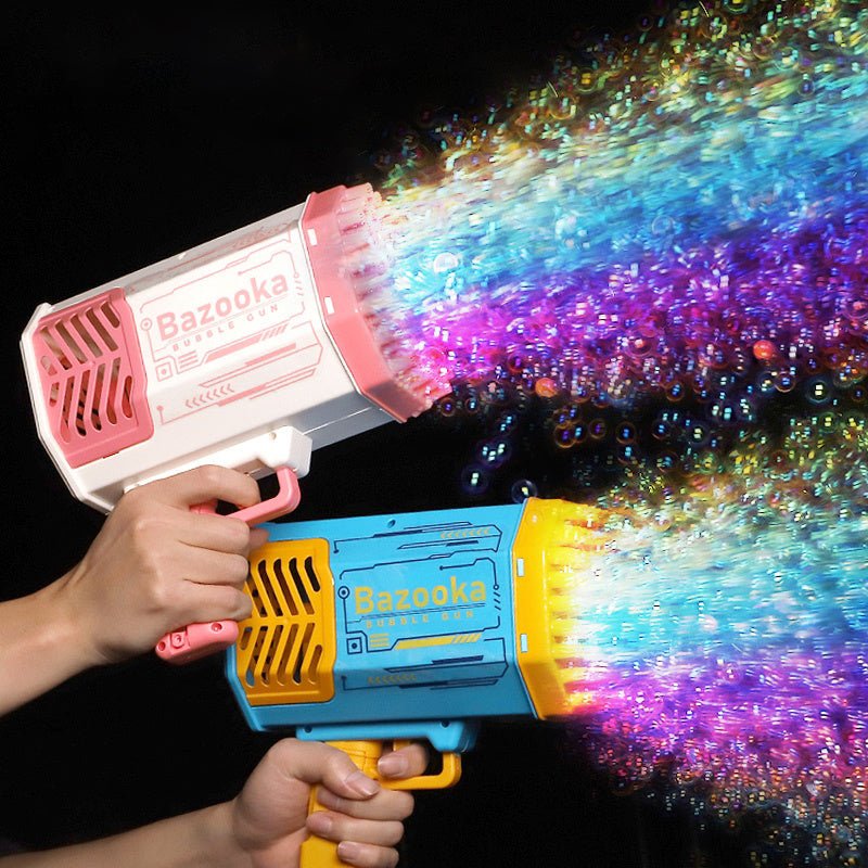 Bubble Gun Rocket 69 Holes Soap Bubbles Machine Gun Shape Automatic Blower With Light Toys For Kids Pomperos - Trendora