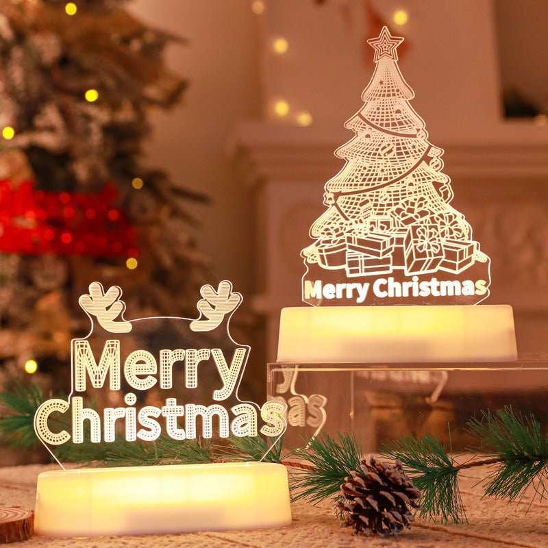 Christmas Decoration 3D Lamp Acrylic LED Night Lights New Year Valentines Day Christmas Kids Gift Christmas Ornaments - Trendora