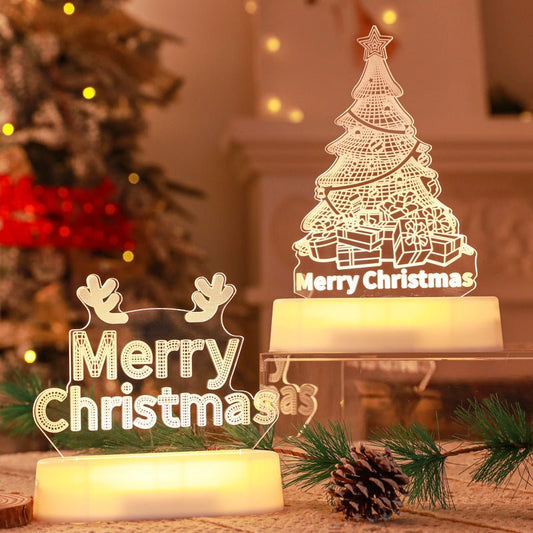 Christmas Decoration 3D Lamp Acrylic LED Night Lights New Year Valentines Day Christmas Kids Gift Christmas Ornaments - Trendora