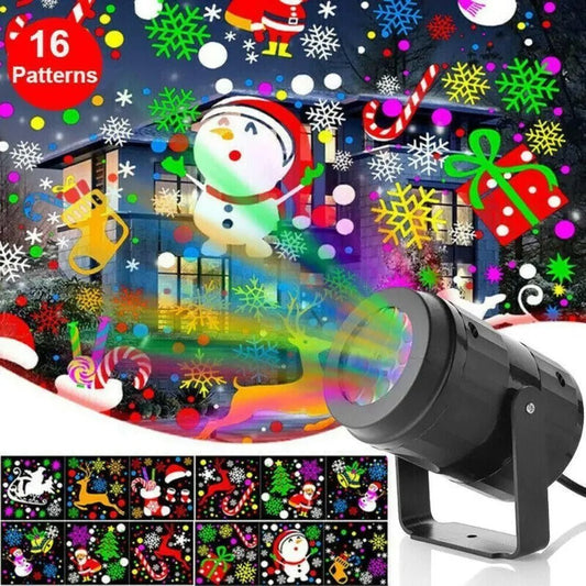 Christmas Party Lights Snowflake Projector Light Led Stage Light Rotating Xmas Pattern Outdoor Holiday Lighting Garden Christmas Decor - Trendora