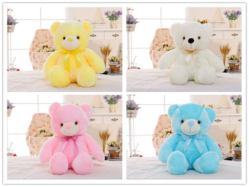Creative Light Up LED Teddy Bear Stuffed Animals Plush Toy Colorful Glowing Christmas Gift For Kids Pillow - Trendora
