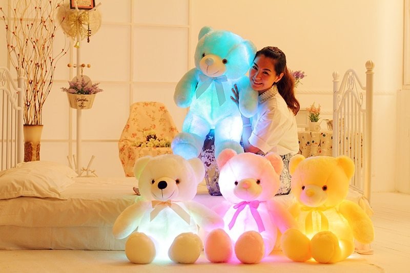 Creative Light Up LED Teddy Bear Stuffed Animals Plush Toy Colorful Glowing Christmas Gift For Kids Pillow - Trendora