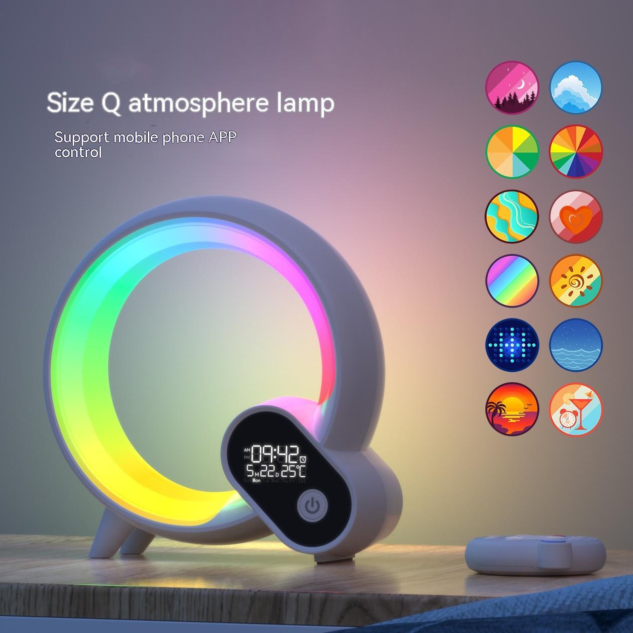 Creative Q Light Analog Sunrise Digital Display Alarm Clock Bluetooth Audio Intelligent Wake - up Q Colorful Atmosphere Light - Trendora