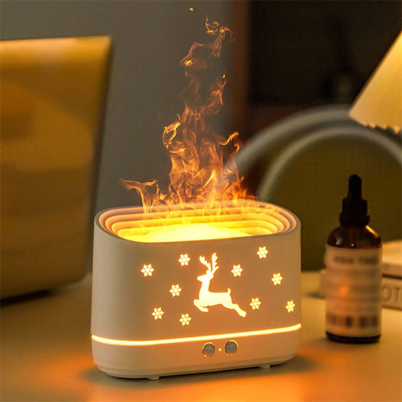Elk Flame Humidifier Diffuser Mute Household Atmosphere Lamp Christmas Home Decorations - Trendora