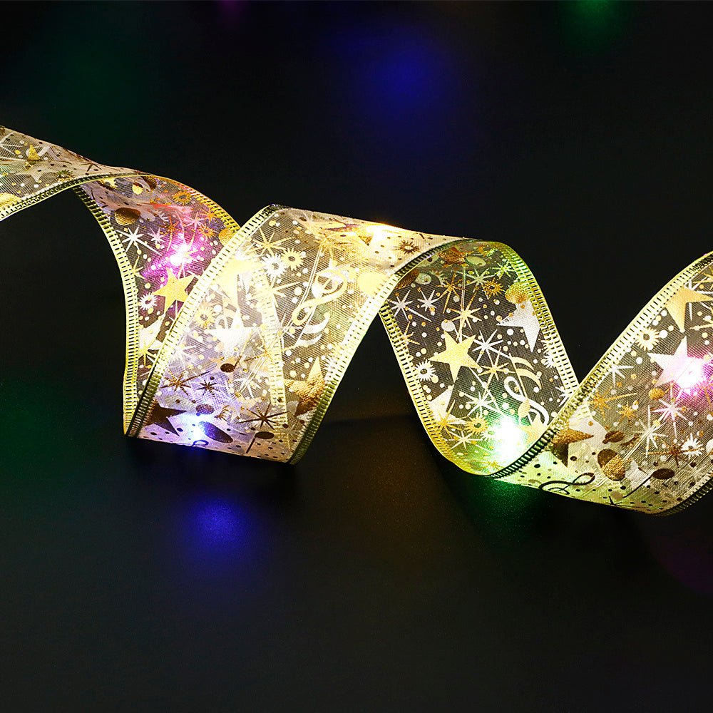 Fairy Lights String Christmas Ribbon Bow Tie - Trendora
