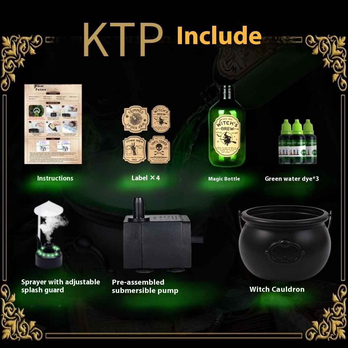 Halloween Black Wizard Bowl Magic Float Bottle And Diffuser Indoor Home Bar Magic Party Horror Ghost Props Halloween Decoration - Trendora