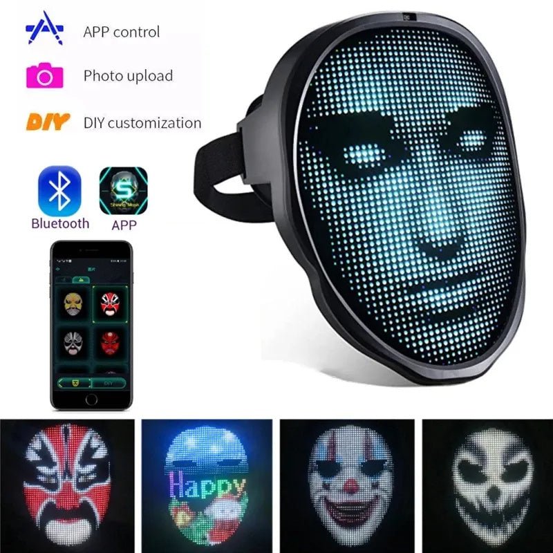 Halloween Face Masks Full Color LED Luminous Mask Face Changing Mask Party Bar Props - Trendora
