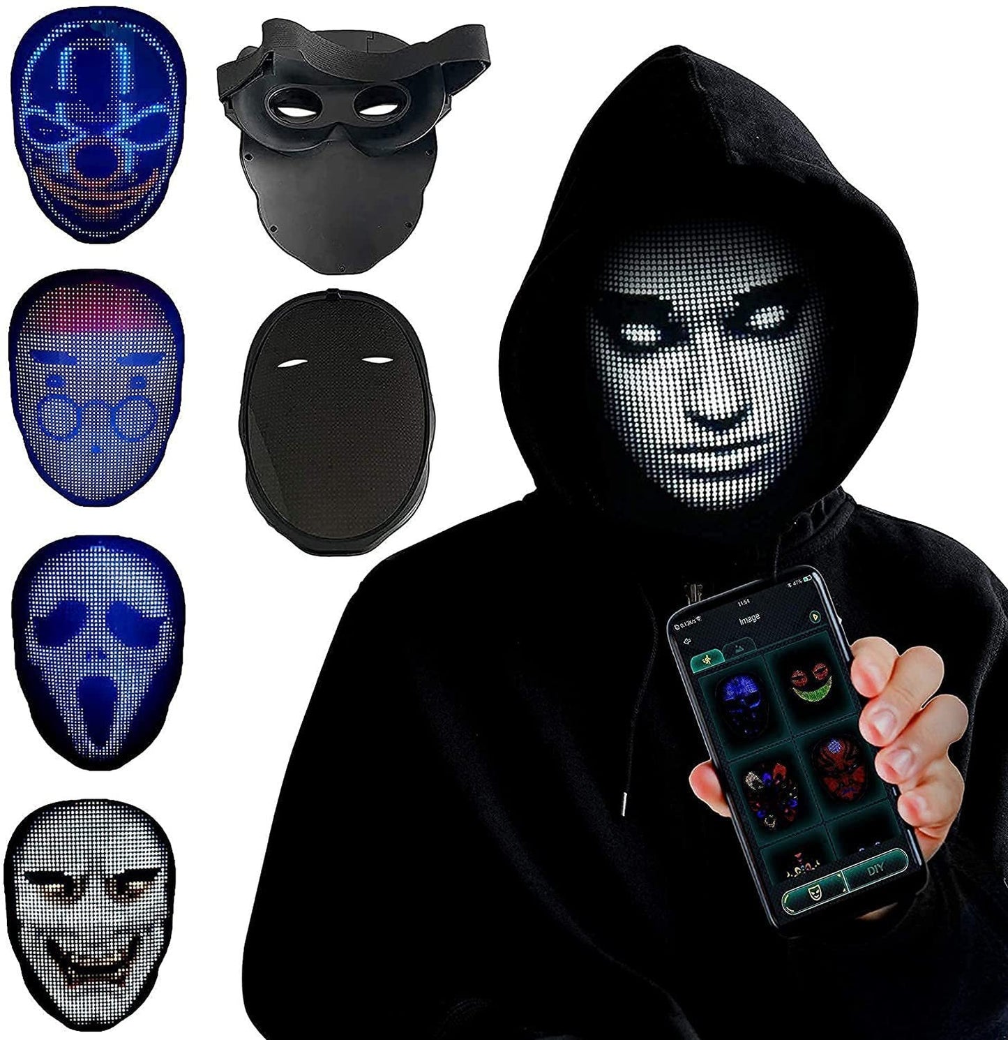 Halloween Face Masks Full Color LED Luminous Mask Face Changing Mask Party Bar Props - Trendora