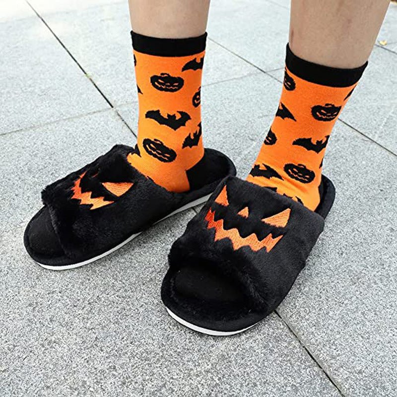 Halloween Shoes Winter Cute Warm Home Slippers Women - Trendora