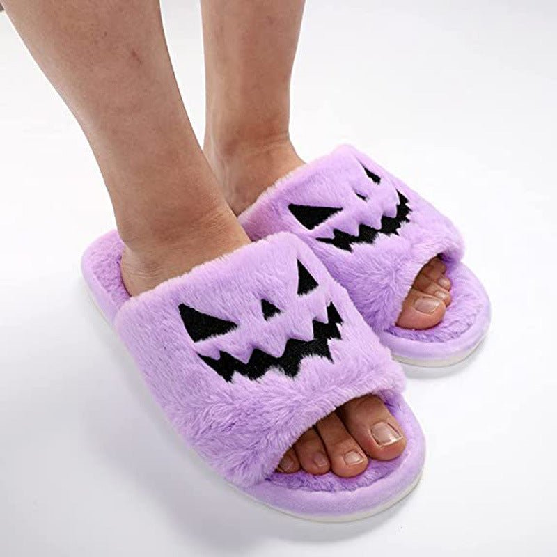 Halloween Shoes Winter Cute Warm Home Slippers Women - Trendora
