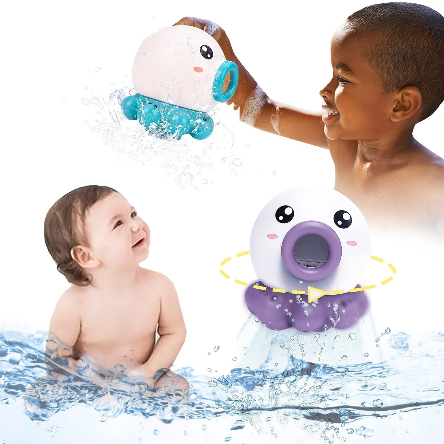 Octopus Fountain Bath Toy Water Jet Rotating Shower Bathroom Toy Summer Water Toys Sprinkler Beach Toys Kids Water Toys - Trendora