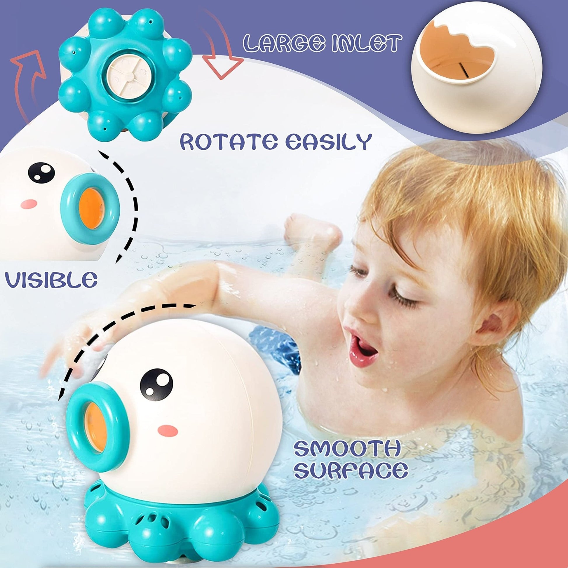 Octopus Fountain Bath Toy Water Jet Rotating Shower Bathroom Toy Summer Water Toys Sprinkler Beach Toys Kids Water Toys - Trendora