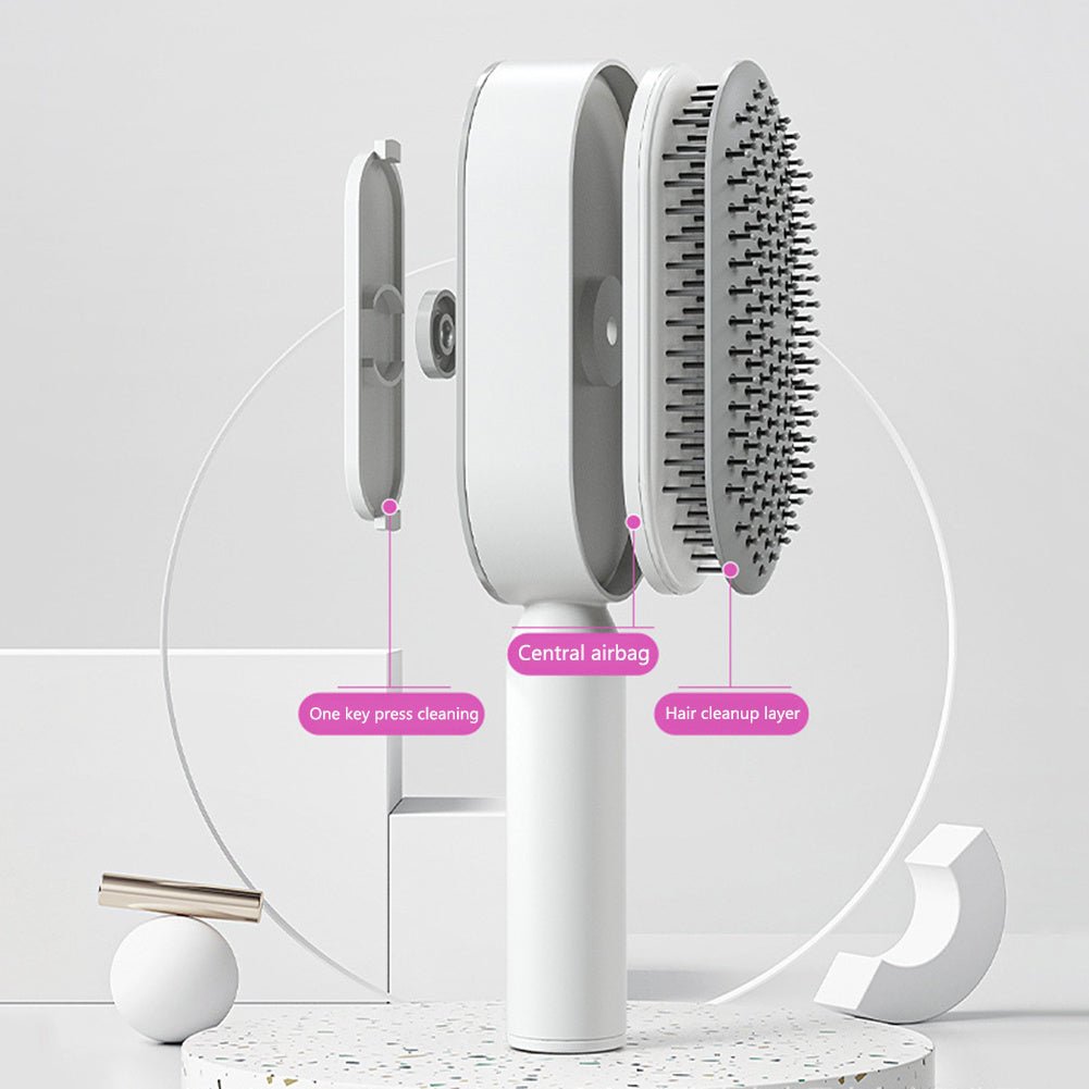 Self Cleaning Hair Brush For Women One - key Cleaning Hair Loss Airbag Massage Scalp Comb Anti - Static Hairbrush - Trendora