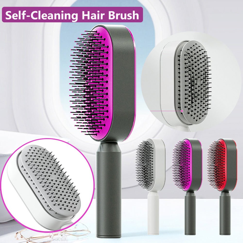 Self Cleaning Hair Brush For Women One - key Cleaning Hair Loss Airbag Massage Scalp Comb Anti - Static Hairbrush - Trendora